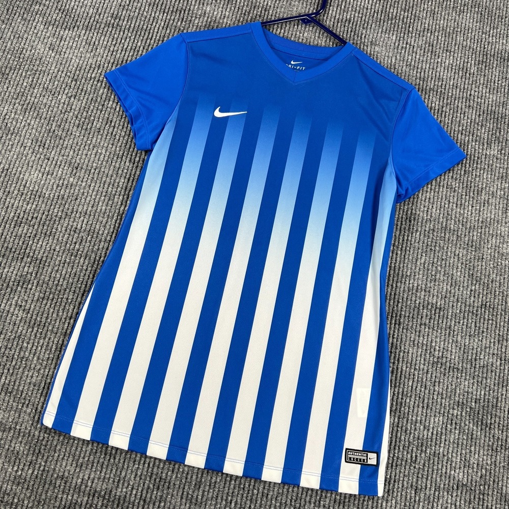 Nike Soccer Division II 2 Short Sleeve Medium Blue V Neck Jersey Shirt Active